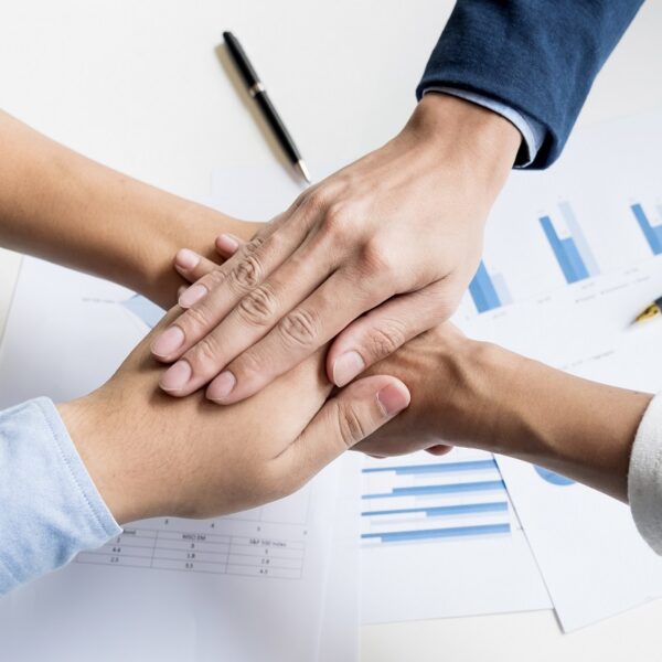 Teamwork Power Successful business Meeting Workplace Concept.